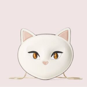 kate spade White Cat Face Crossbody Bag with Pink Ear Accents